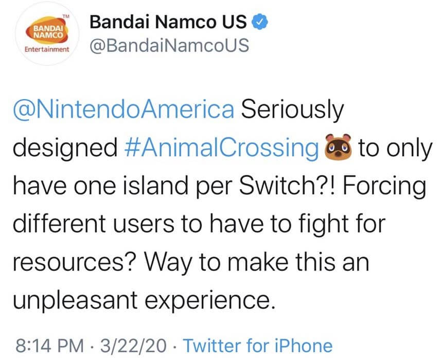 Animal Crossing New Horizons Bandai Namco