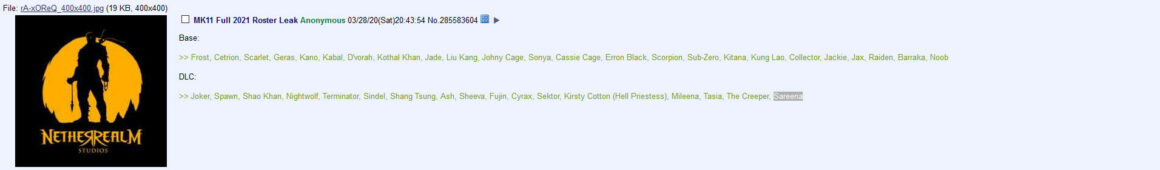 Mortal Kombat 11 Leaked Roster List
