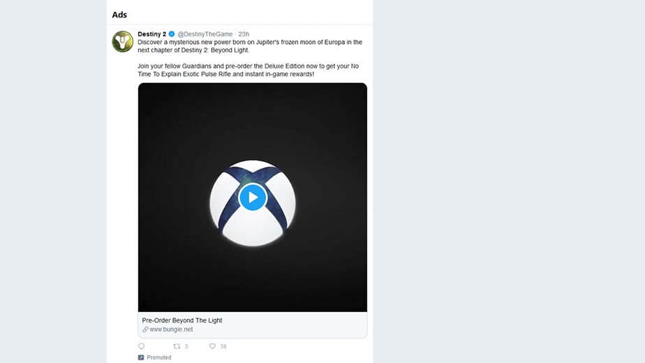 Destiny 2 Beyond Light Microsoft Xbox Ads Promotions Tweet