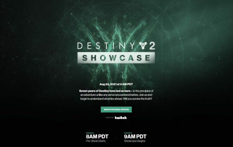 Destiny 2 Showcase Start Time