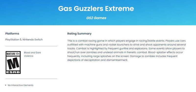 Gas Guzzlers Extreme PS5 Nintendo Switch Release Date