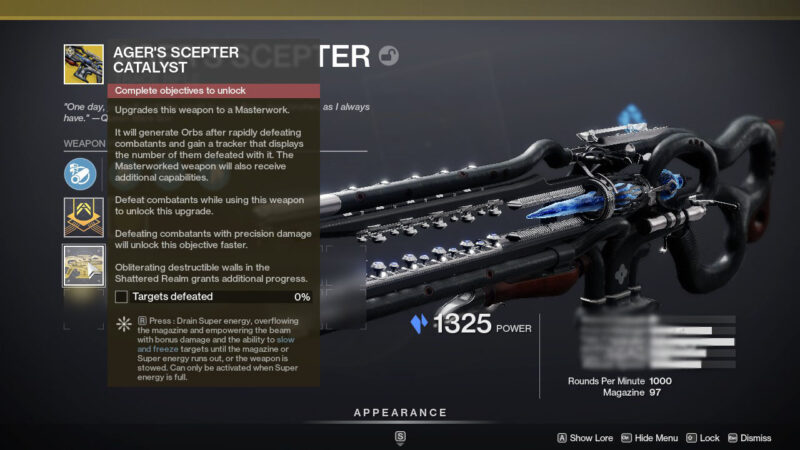 Destiny 2 Season of the Lost Ager's Scepter Exotic Catalyst Guide