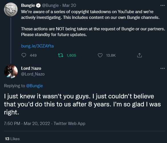 Bungie Impersonator 'Lord Nazo' Denies Sending Fake Destiny 2 DMCA Takedowns in Response to $7.6m Lawsuit