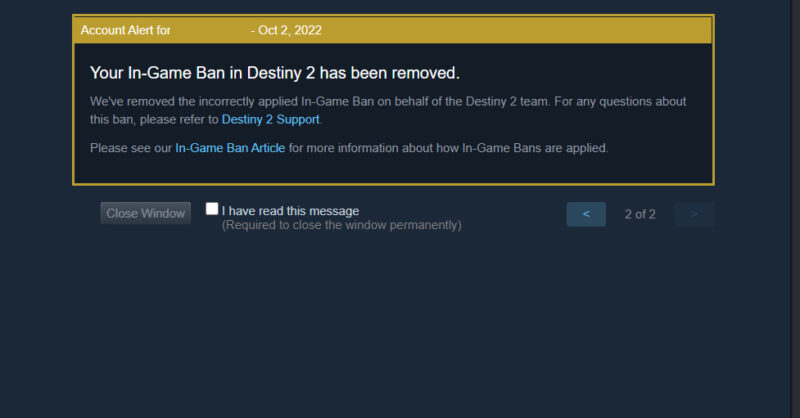 Destiny 2 Perma Bans and Unbans Players in a Weird Ban Wave