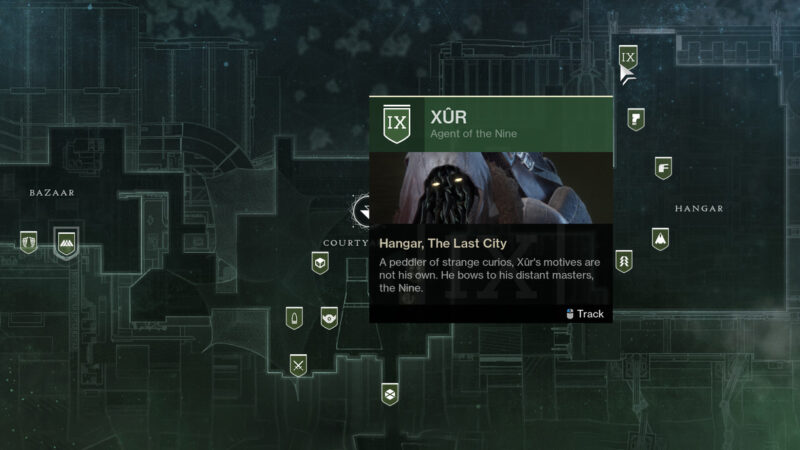 Destiny 2 Xur Location - Tower Hangar