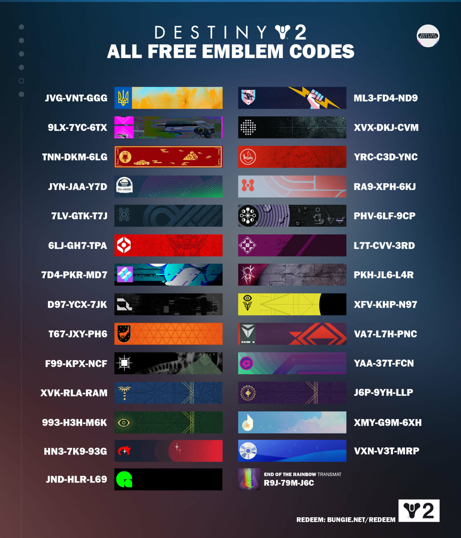 Destiny All Free Emblem Codes October