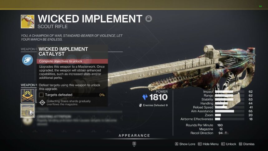 Destiny 2 Wicked Implement Exotic Scout Rifle