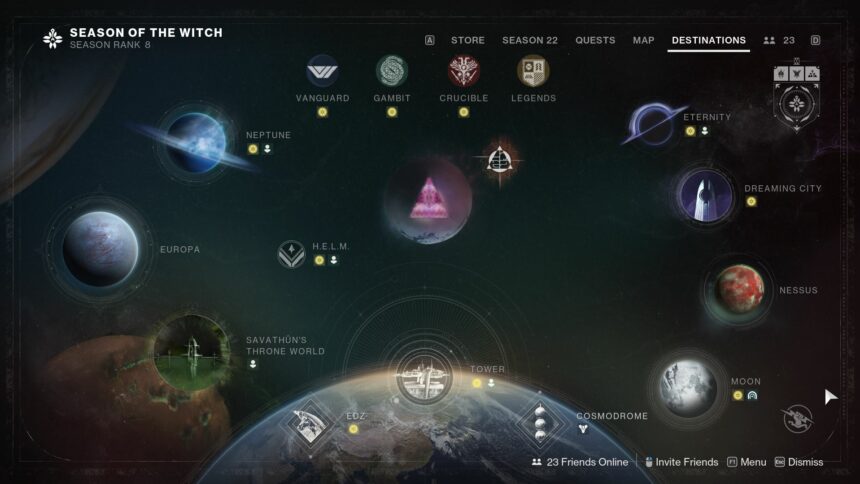 Destiny 2 Season of the Witch Director Destinations Map Lightfall