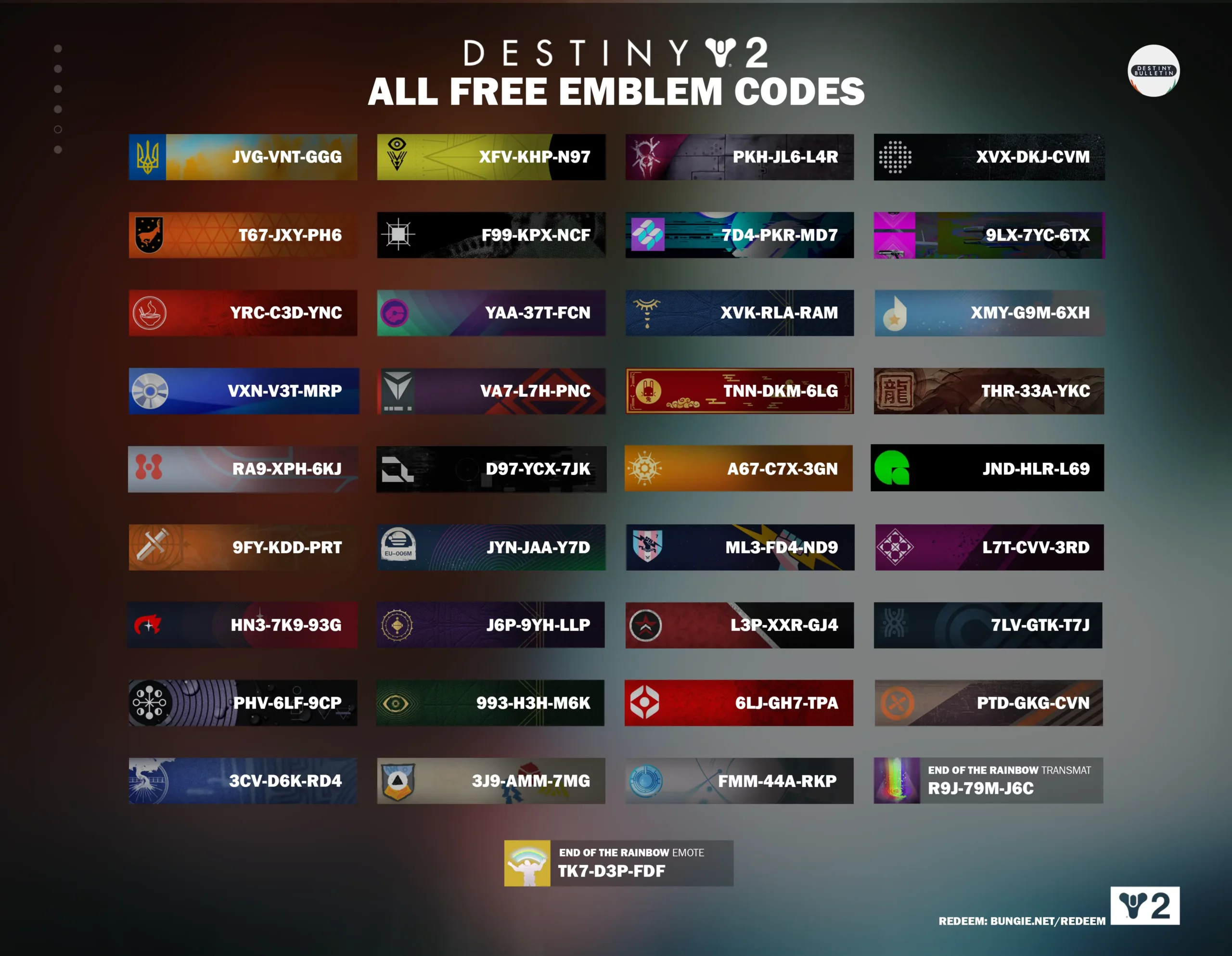 Destiny 2 all free emblem codes updated