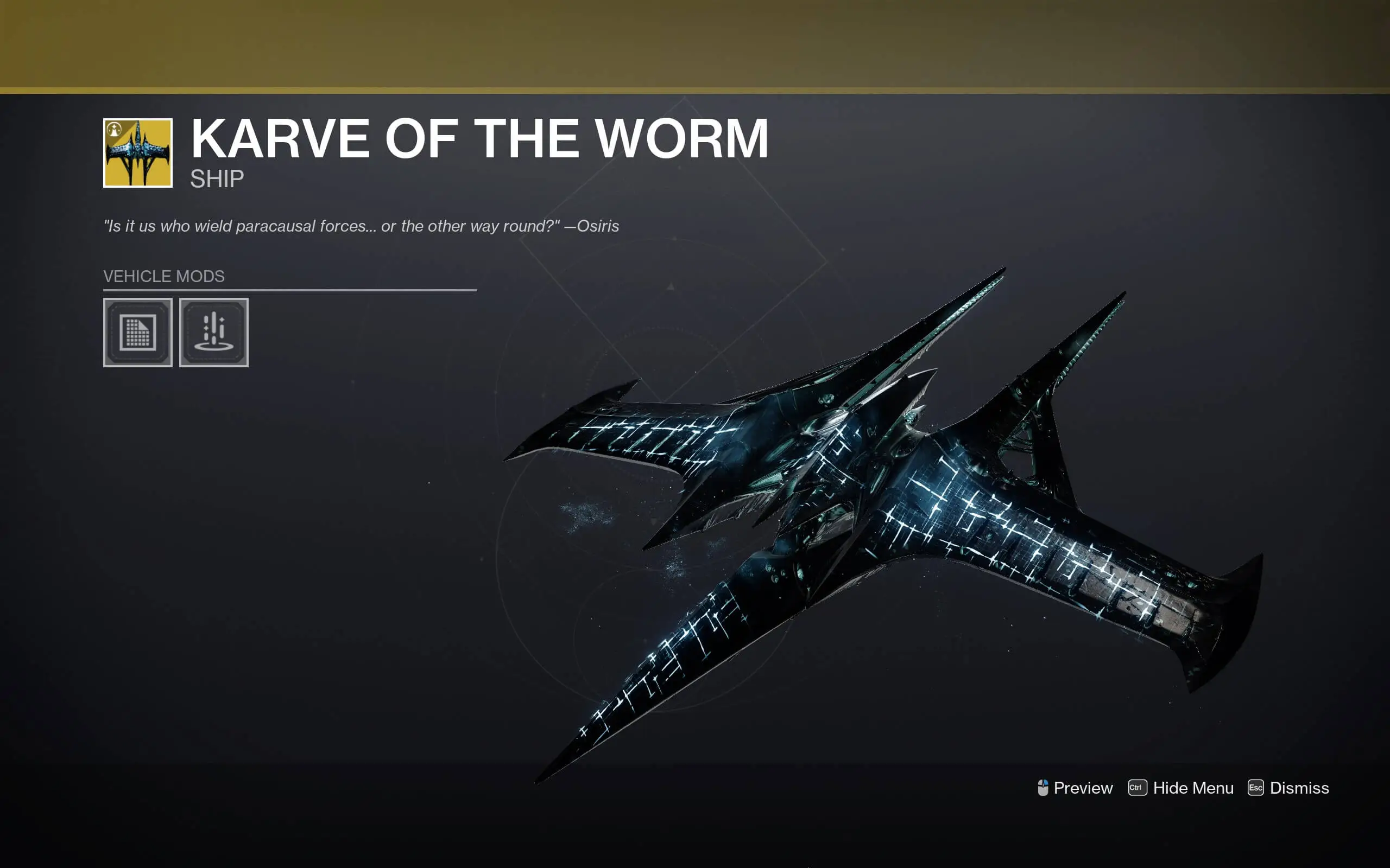 Destiny 2 Karve of the Worm Exotic Ship This Whisper mission