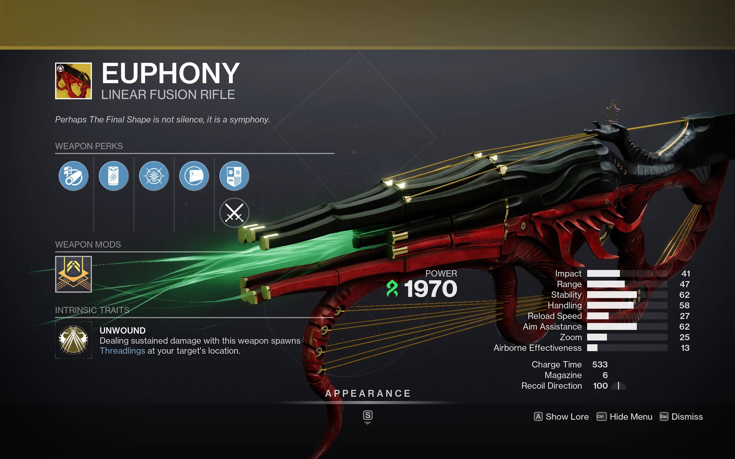 Euphony - Perks and Stats