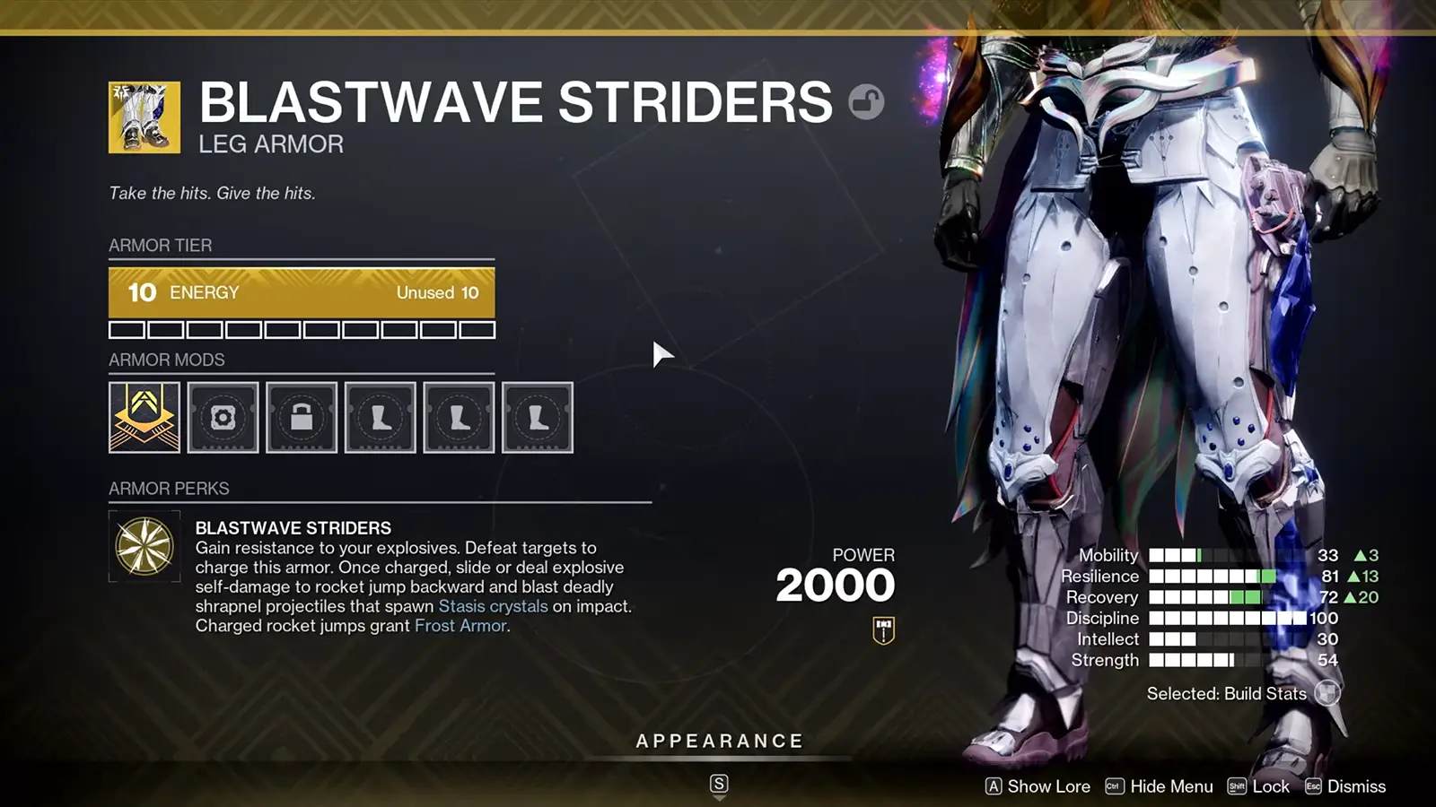 Destiny 2 Revenant: Blastwave Striders Titan Exotic Legs