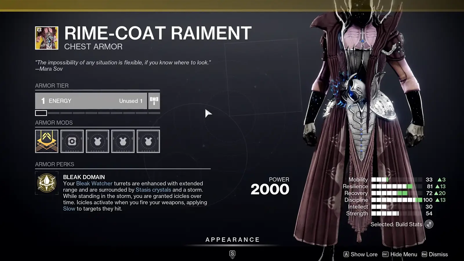 Destiny 2 Revenant: Rime-Coat Raiment Warlock Exotic Chest Armor