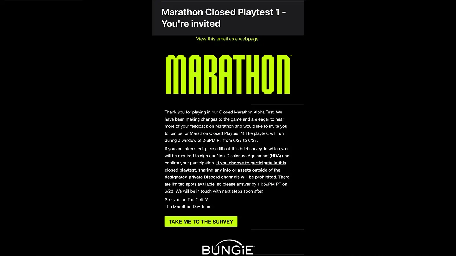 New Marathon Closed Playtest 1 Set For Late June, Invites Sent Out Via Email