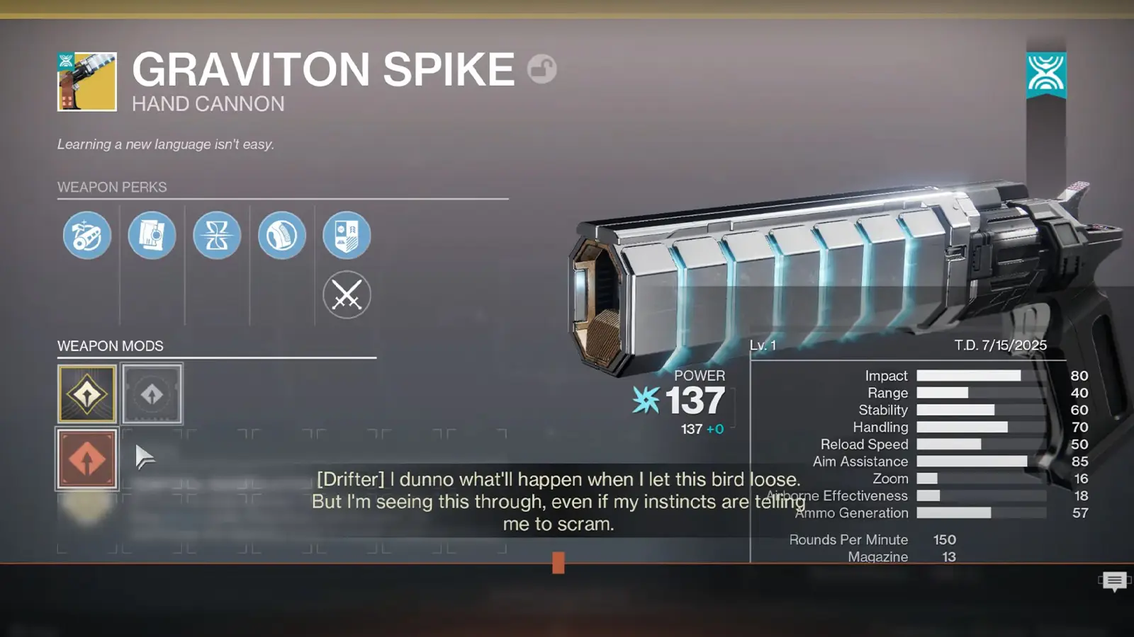 How To Get Graviton Spike Exotic Hand Cannon In Destiny 2