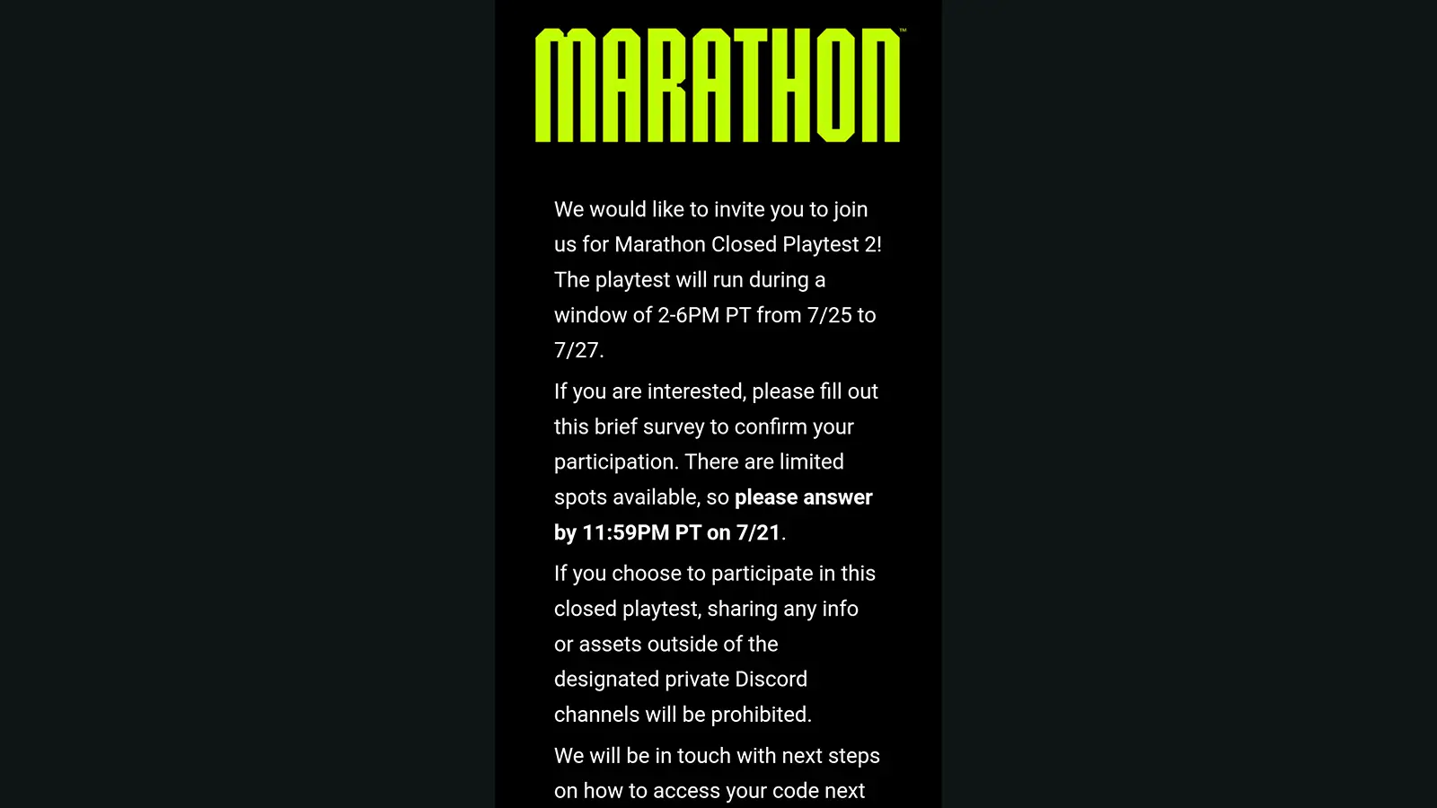 Marathon Closed Playtest 2 Happening Later This Month, Invites Are Going Out Now