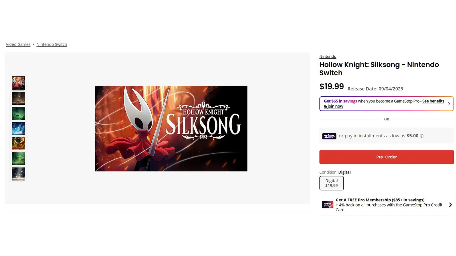 Hollow Knight: Silksong Price Leaked via GameStop Listing
