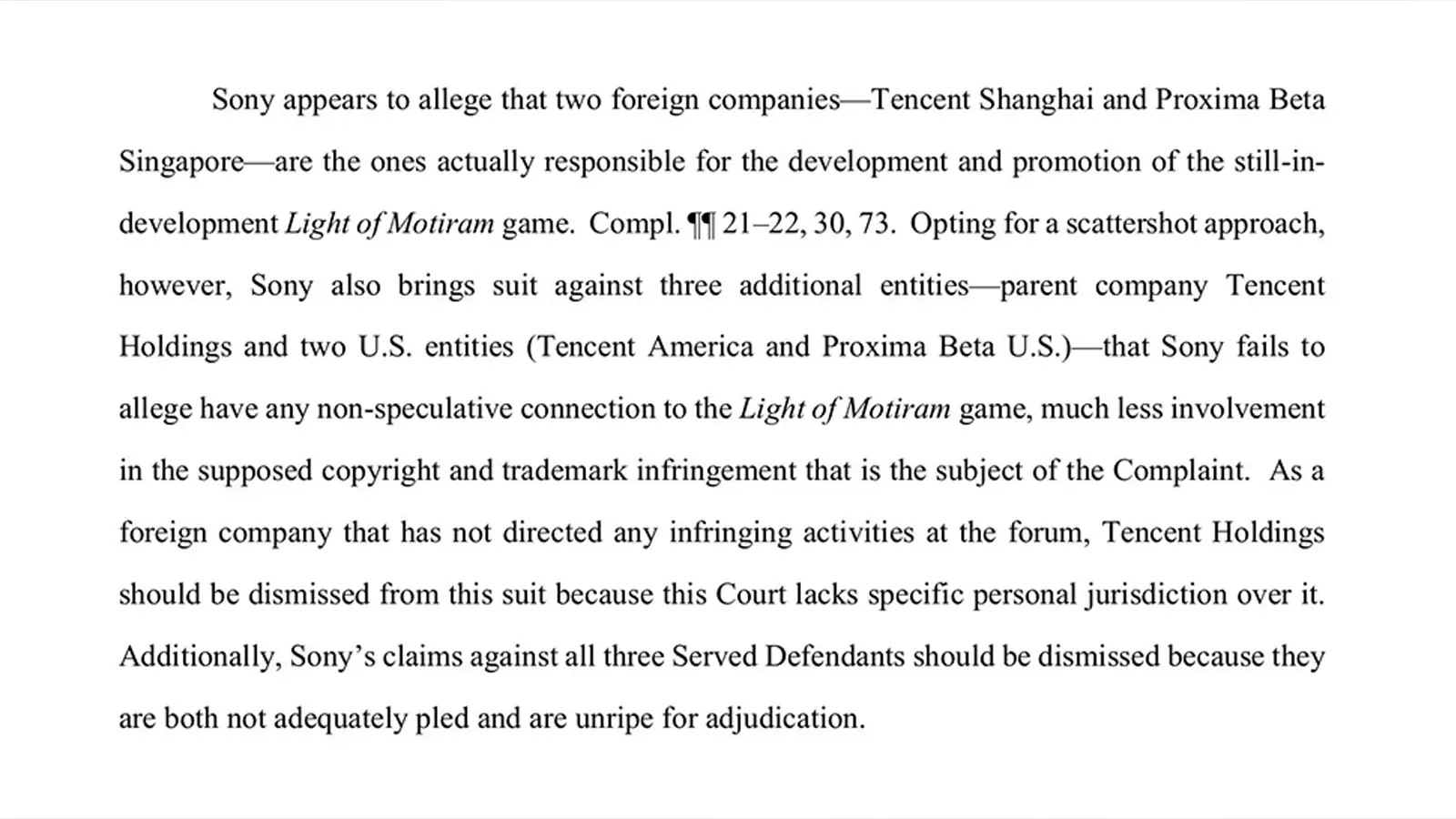 Tencent Says Sony’s Horizon Lawsuit Tries to "Fence Off a Well-Trodden Corner of Popular Culture" and Claims That Light of Motiram Just Follows "Time-Honored Tropes Embraced by Scores of Other Games" Like The Legend of Zelda, Far Cry, Outer Wilds, and More