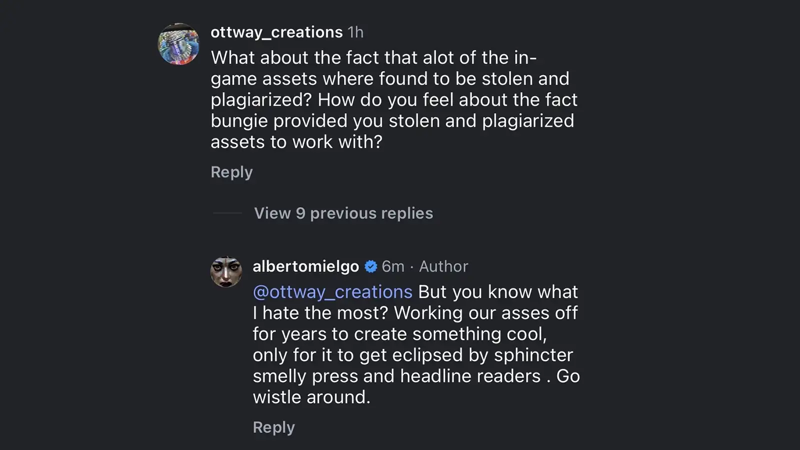 Alberto Mielgo defends the Marathon cinematic as "not AI," denies his team touched Bungie’s plagiarized material and calls the backlash a genuine mistake "blown out of proportion"