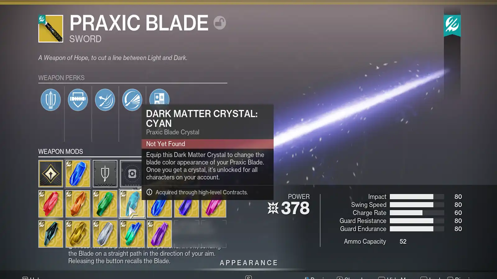 Destiny 2 Praxic Blade Dark Matter Crystals - All 12 Colors And How To Get Them