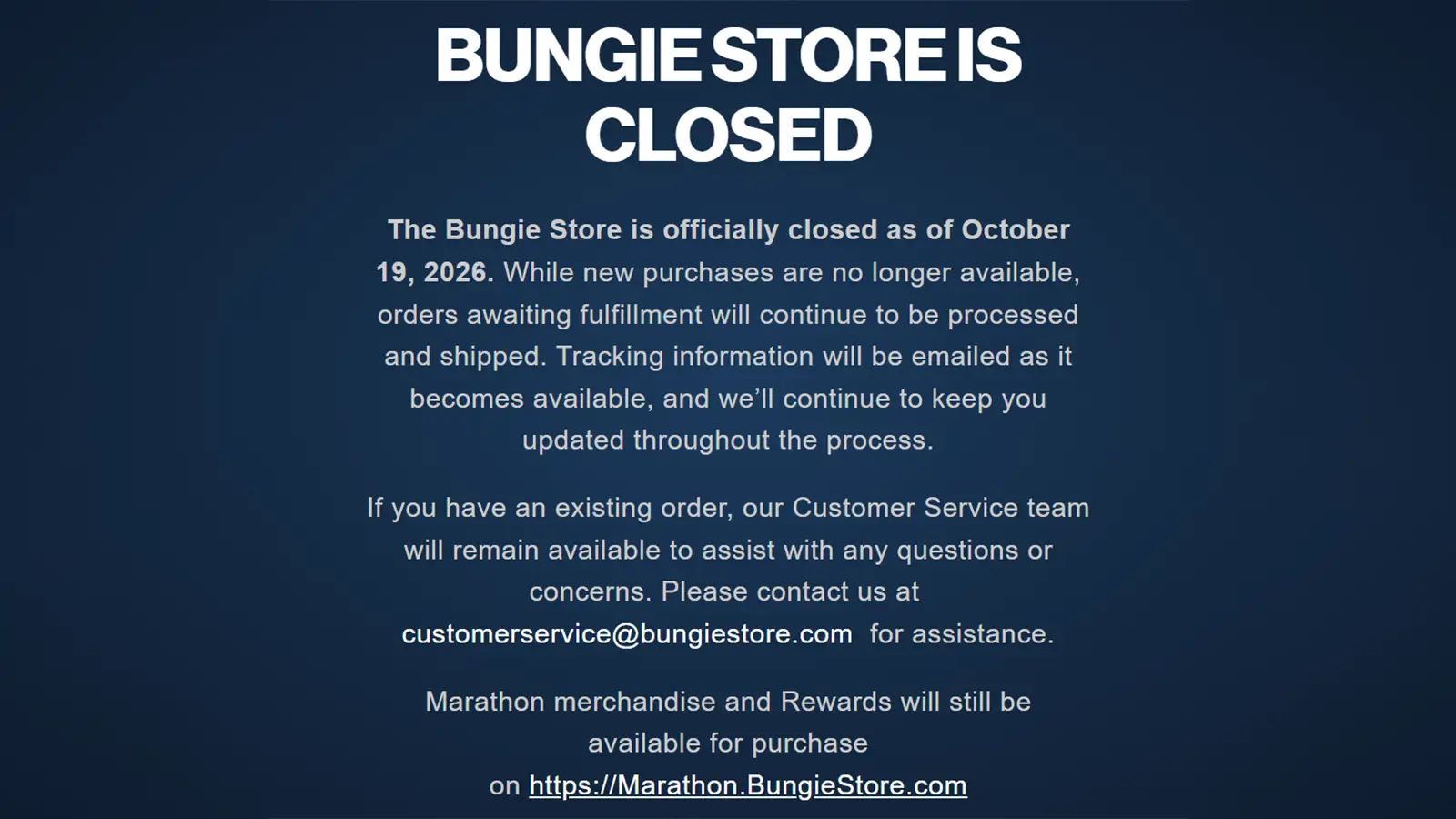Bungie Store is officially closed with one last message to fans, but there's already some good news about what's coming next