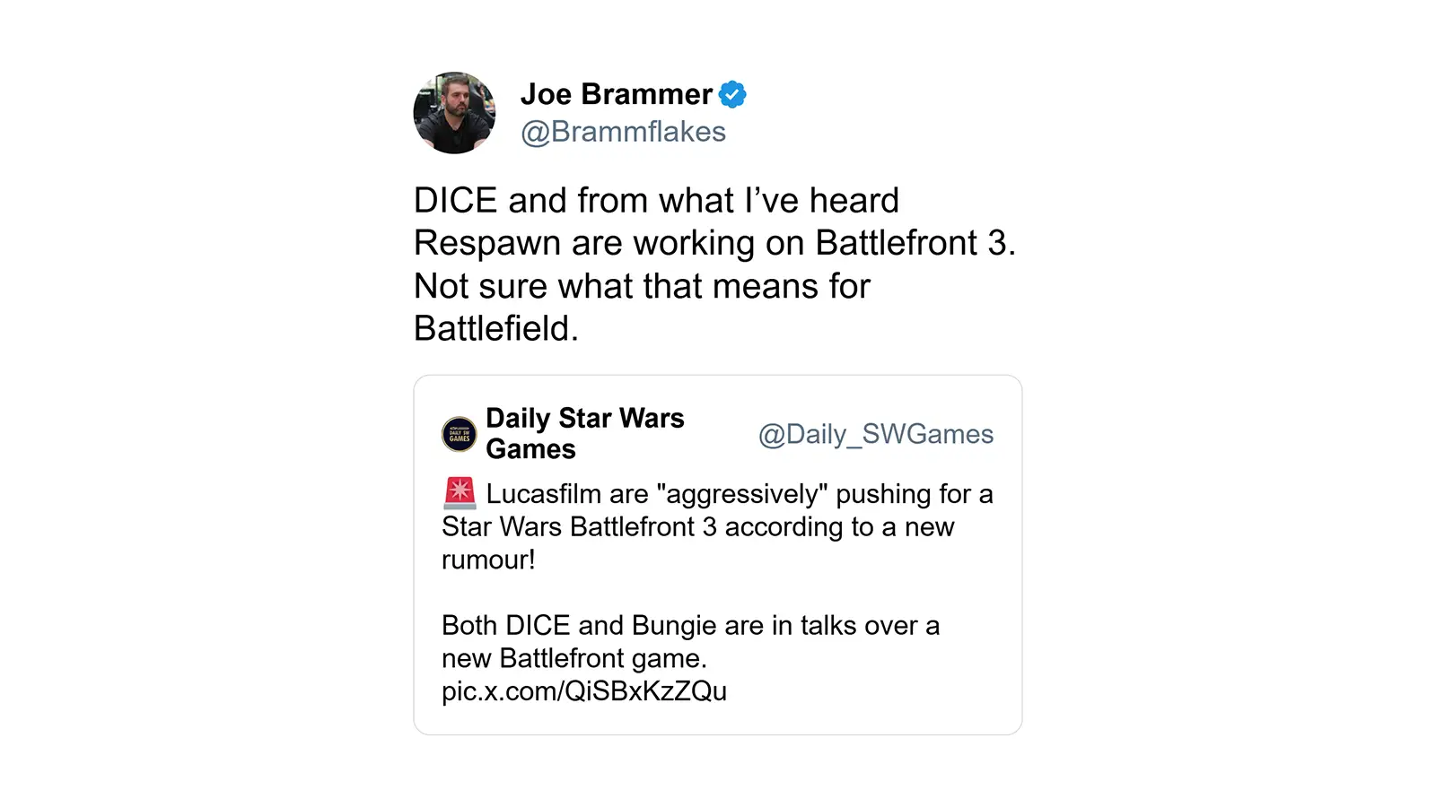 Star Wars Battlefront 3 may already be in development at EA's DICE and Respawn rather than Bungie, studio CEO claims